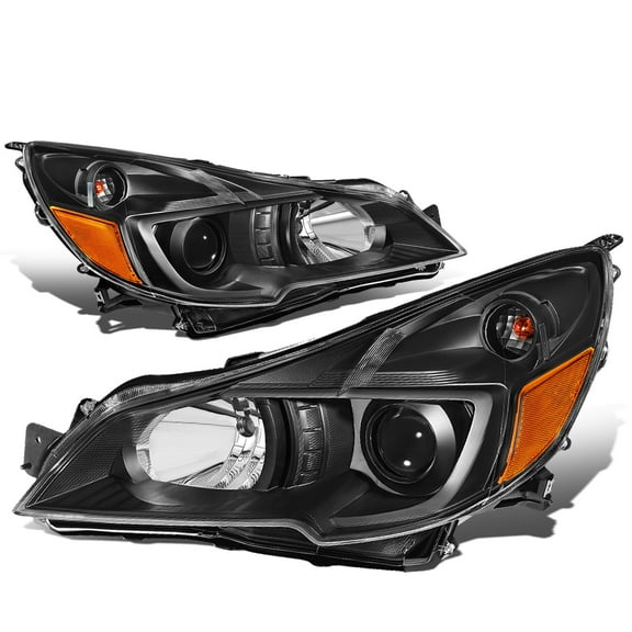 DNA Motoring For 2010-2014 Subaru Outback Legacy JDM Black Amber Projector Headlight Pair