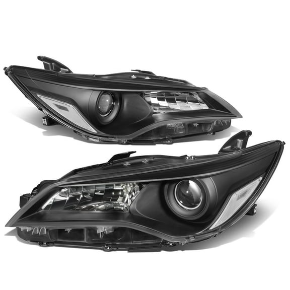 DNA Motoring For 2015-2017 Toyota Camry Black Clear Corner Projector Headlight Lamps Pair