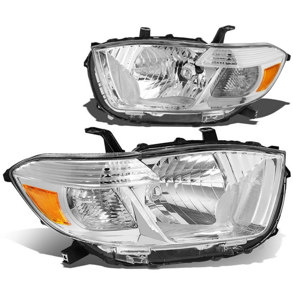 DNA Motoring For 2008-2010 Toyota Highlander Pair Left + Right Chrome Headlight