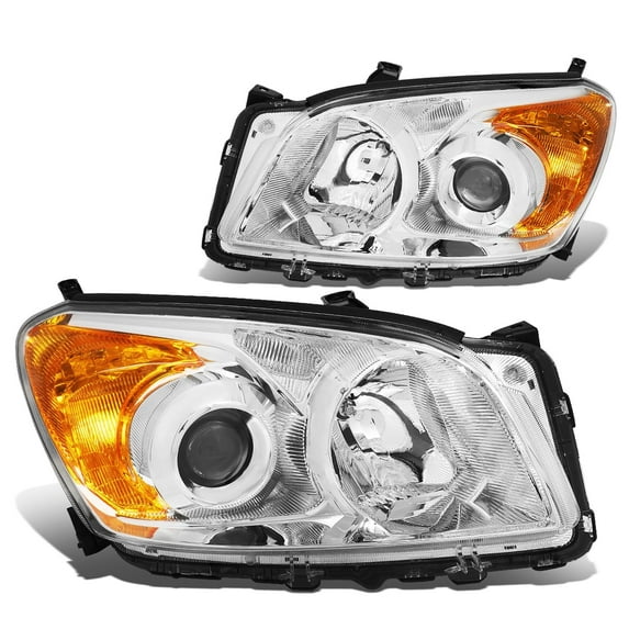 DNA Motoring OE Style Projector Headlight for 2009-2012 Toyota RAV4, Chrome Housing Amber Corner