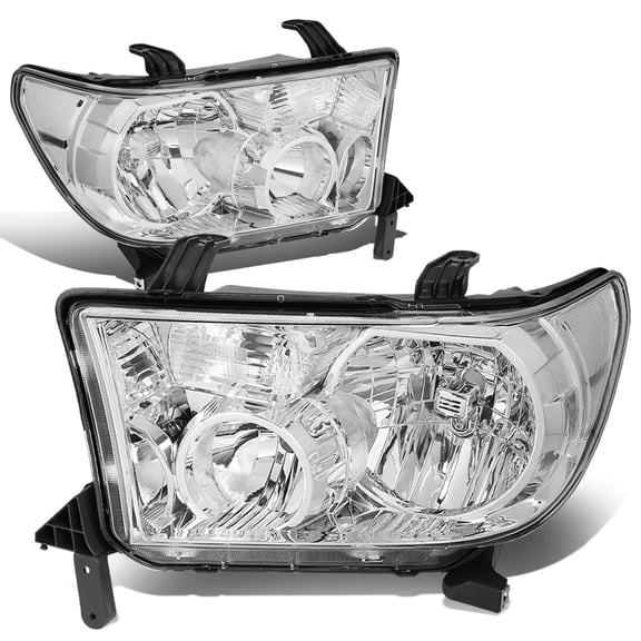 DNA Motoring Pair All Chrome Clear Headlight Replacement For 07-13 Toyota Tundra 08-17 Sequoia