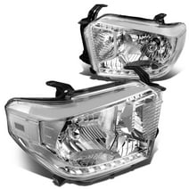 DNA Motoring HL-OH-TTUND14-CH-CL1 For 2014 to 2021 Toyota Tundra Pair Chrome Housing Clear Side Headlight Headlamps