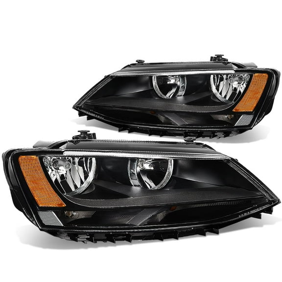 DNA Motoring For 11-18 VW Jetta MK6 Sedan 4-Door Black Amber Corner Headlight Lamps Pair