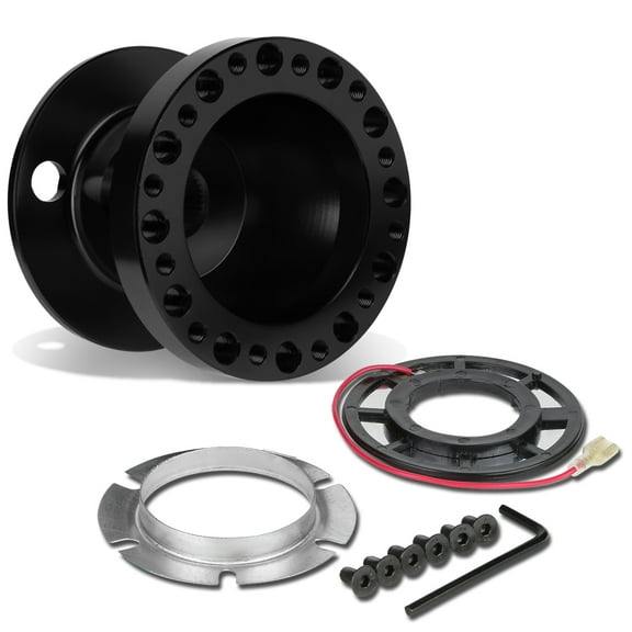 DNA Motoring HUB-ALU-OH124-BK Aluminum Steering Wheel 6 -Hole Hub Adaptor Kit (Black) - For 1992 to 2001 Civic / Integra / Del Sol 93 94 95 96 97 98 99 00