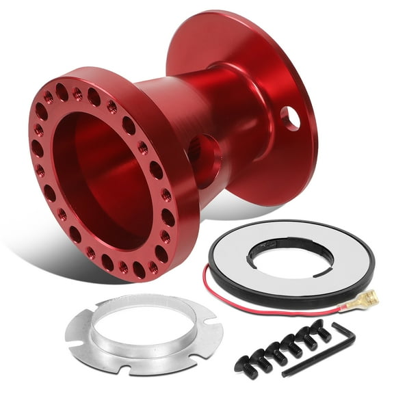 DNA Motoring HUB-ZTL-9059-RD For 1992 to 1997 Ford F150 F250 F350 Ranger Billet Aluminum 6-Bolt Pattern Steering Wheel Hub Adaptor Boss Kit Red