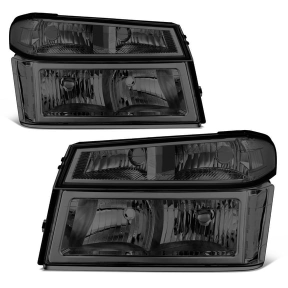 DNA Motoring Headlights for 04-12 GMC Canyon Chevy Colorado, Smoked/Clear