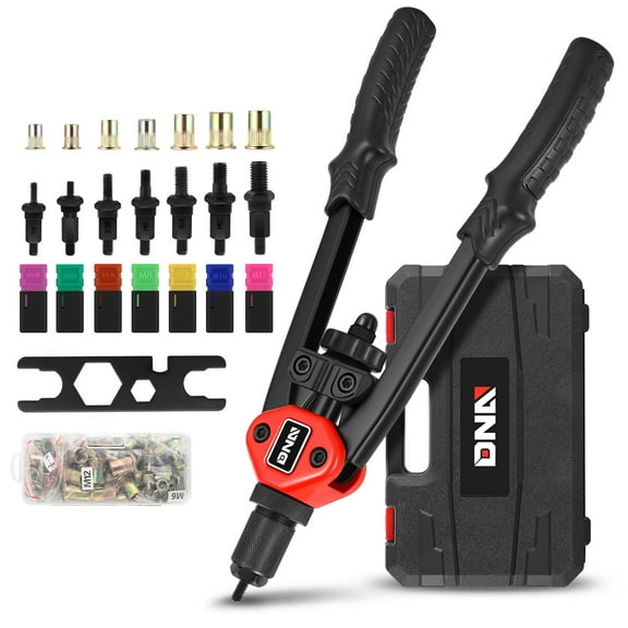 DNA Motoring Heavy Duty 12" Wrench SAE Mandrels Metric Rivet Nut Gun Repair Tool Set w/ Case