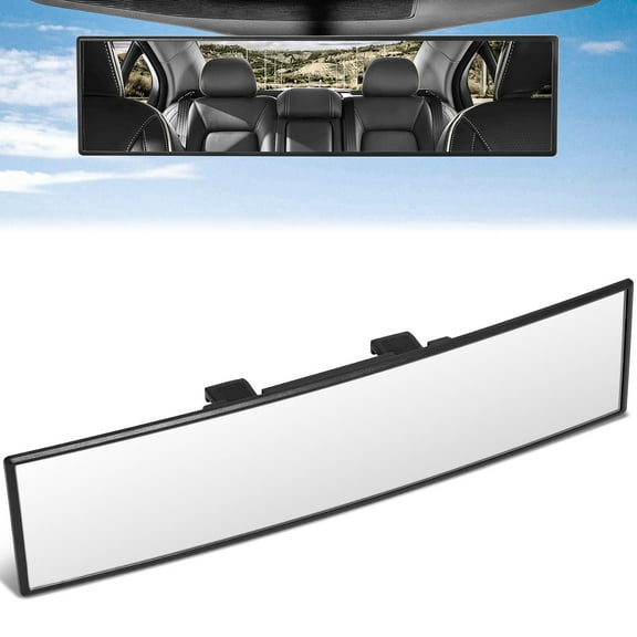 DNA Motoring Interior Rear View Mirror 11.8" Universal Clip-On Convex Wide Angle