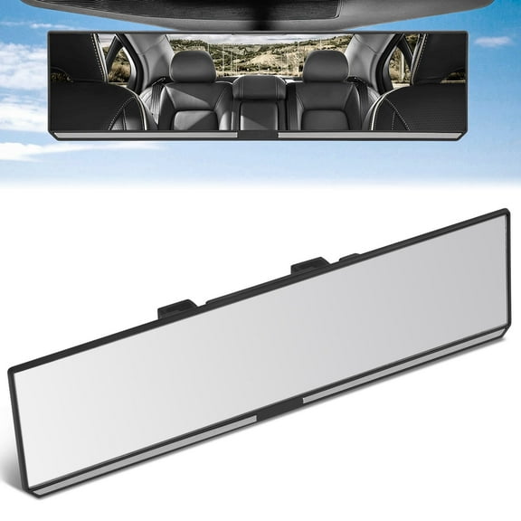 DNA Motoring Interior Rear View Mirror 11.8" Universal Clip-On Wide Angle Flat