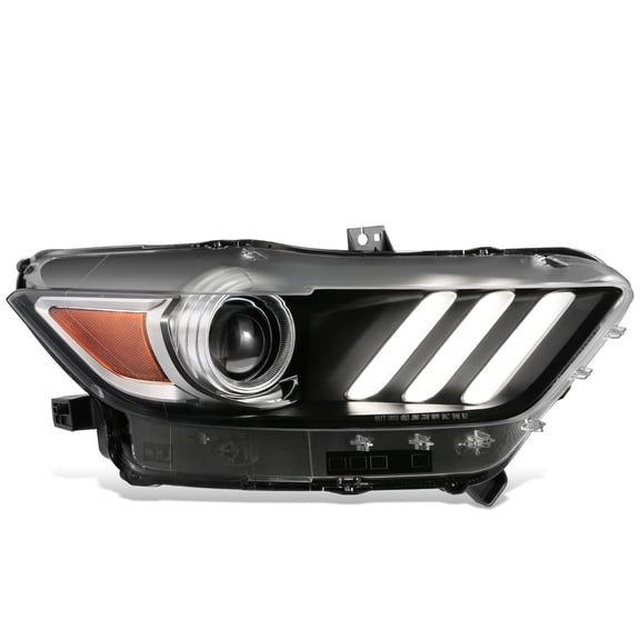 DNA Motoring LED DRL HID Projector Headlight for 15-17 Mustang 18-20 Shelby, Passenger Right Side