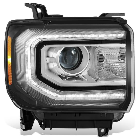 DNA Motoring For 16-18 GMC Sierra 1500 Passenger Right RH Side LED DRL HID Projector Headlight Factory Style