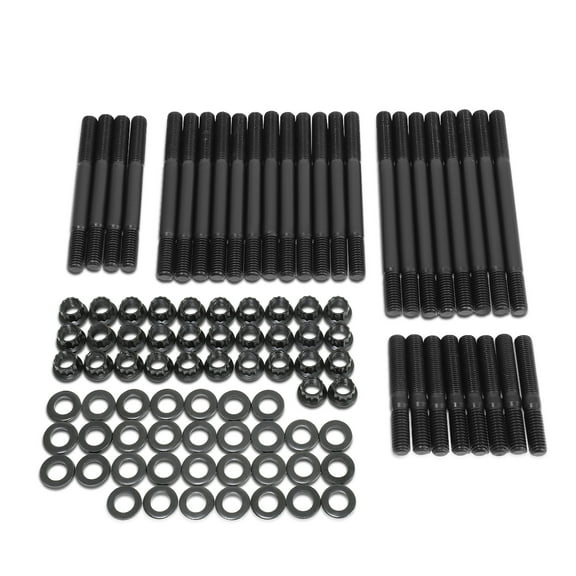 DNA Motoring LEPOW-012 For 1966 to 2000 Chevy Big Block BBC V8 6.5 6.6 7.0 7.4 12-Point Coate Black Cylinder Steel Head Stud Assmbly