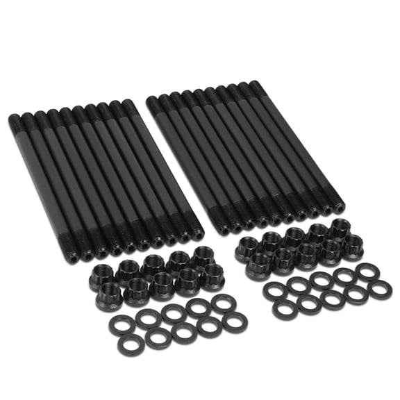 DNA Motoring LEPOW-017 For 2003 to 2010 Ford E-350 E-450 F250-F550 SD 6.0L Powerstroke Diesel 12-Point Black Oxide Chromoly Cylinder Head Studs