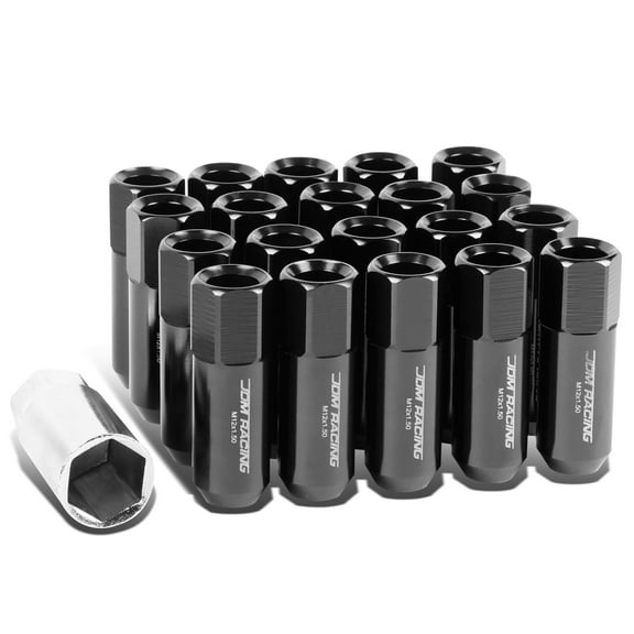 DNA Motoring LG-T888-15-BK 20-Piece M12 x 1.5 Aluminum Alloy Wheel Lug Nuts+Adapter Key (Black)
