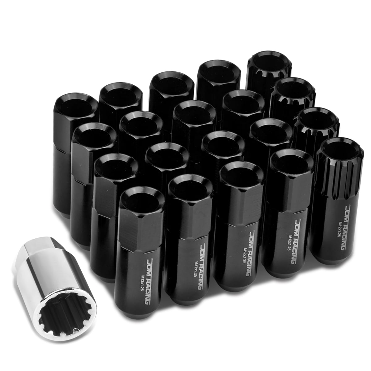 DNA Motoring LN-ZTL-9023-125-BK 16 Piece M12 x 1.25 Aluminum Alloy