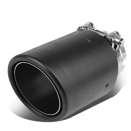 DNA Motoring MF-TIP-CB-T2 Universal Stainless Steel Fiberglass Pattern Round Exhaust Tail Muffler Tip Pipe (2.4" Inlet / 2.75" Outlet)