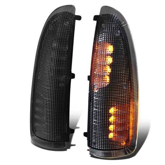 DNA Motoring MLEDL-003-BK-SM-AM For 2000 to 2007 Ford Super Duty / Excursion Chrome Housing Towing Side Mirror Turn Signal Light (Black Housing Amber LED)