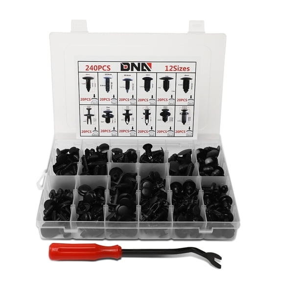 DNA Motoring Nylon Assorted Clips & Removal Tool Automotive Specialty Parts, 240 Piece