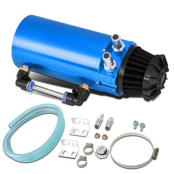 DNA Motoring OCT-ZTL-9046-BL Universal Aluminum Oil Reservoir Catch Can Tank w/Breather Filter Baffled (Blue)
