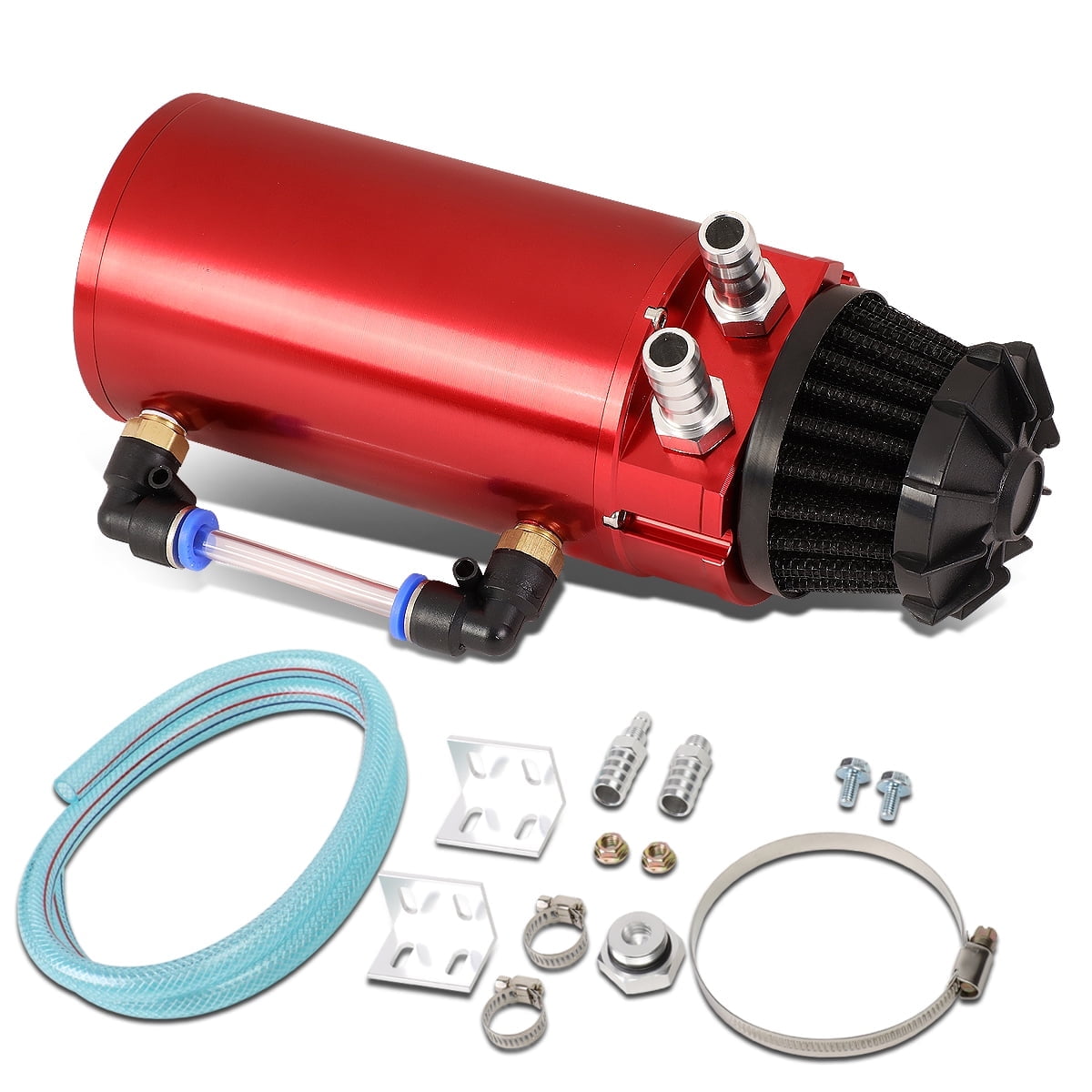 Universal Aluminum Red Baffled Oil Catch Can Tank Reservoir - Foto 5