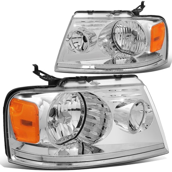 DNA Motoring For 04-08 Ford F150 06-08 Mark LT Chrome Amber Corner Headlight Lamps Pair
