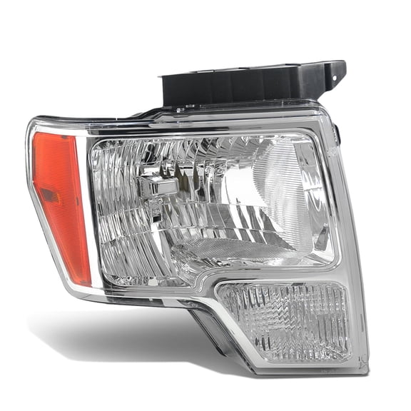DNA Motoring for 09-14 Ford F-150 OE Style Passenger Right Side Halogen Headlight, Chrome/Amber