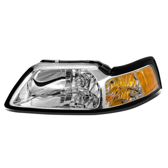 DNA Motoring Factory Style Headlight Lamp Assembly for 1999-2004 Ford Mustang, Left Chrome