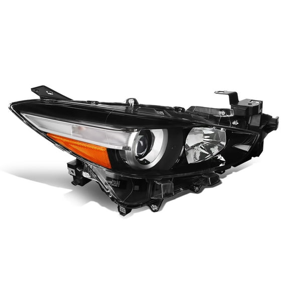 DNA Motoring For 2017-2018 Mazda 3 Passenger Right Side Projector Headlight Headlamp Black MA2503149