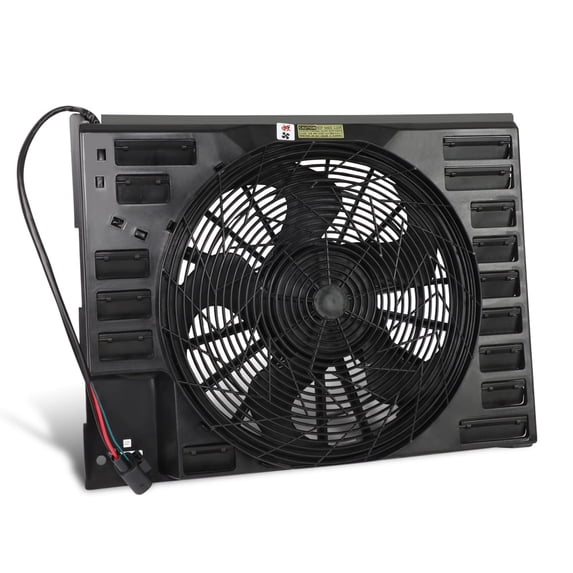 DNA Motoring OE Style AC Condenser Cooling Fan Assembly for 2002-2006 BMW 745i 760i E65 E66