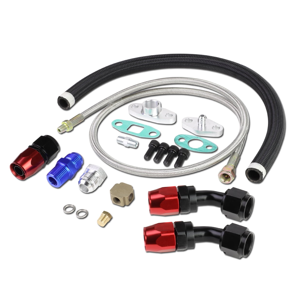 Turbo Olie Power Line Kit, Turbo Olie Supply Return Line AN10 Vervanging Adapter Flens Kit voor Olie Return Line Kits T3 T4 GT35 T70 T66 Turbo Olie Power Line Kit, Turbo Olie Supply Return Line AN10 Vervanging Adapter Flens Kit voor Olie Return Line Kits T3 T4 GT35 T70 T66