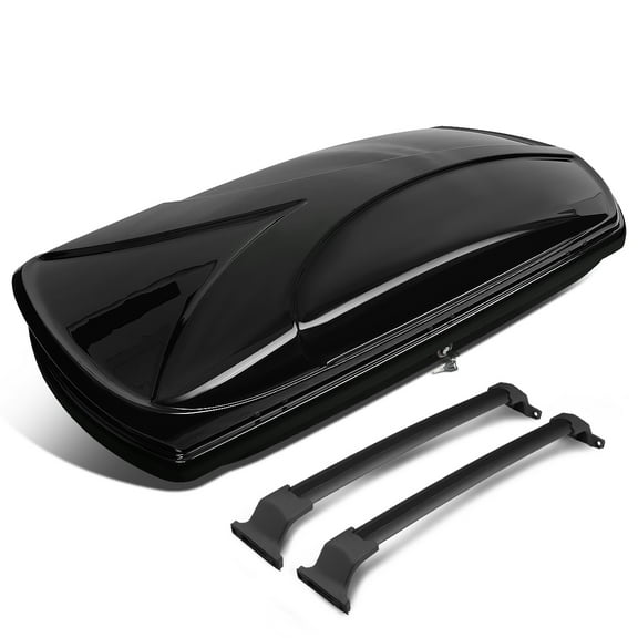 DNA Motoring PT-ZTL-8131-BK For 2016 to 2019 Buick Envision Roof Top Aluminum Side Rail Cross Bar + Dual Side Opening Cargo Box Storage Luggage Carrier w/ Keys 17 18