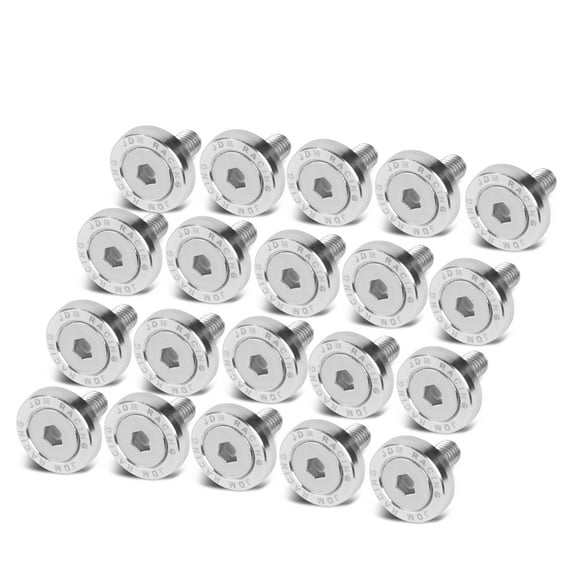 DNA Motoring PT-ZTL-9051-SL 20 Pcs 20mm Anodized Aluminum Fender Washers Screws Dress Up Kit fits M6 X 1.0 Thread Bolt Hole Silver