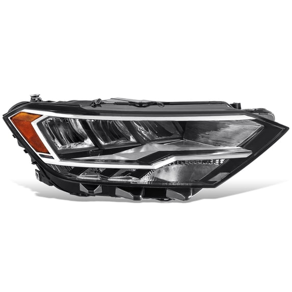DNA Motoring Passenger Right Side Headlight for 19-23 Volkswagen Jetta, Black/Amber