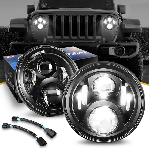 DNA Motoring Projector Headlights for 07-18 Jeep Wrangler JK, Black/Clear