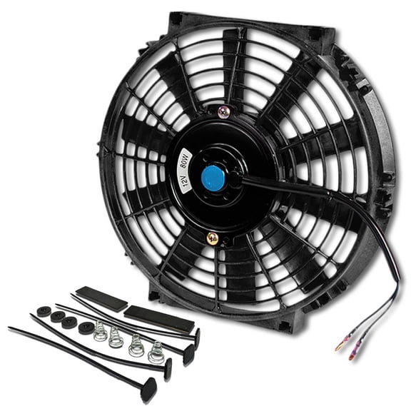 DNA Motoring 10 Inch High Performance Black Electric Slim Radiator Cooling Fan Assembly Kit