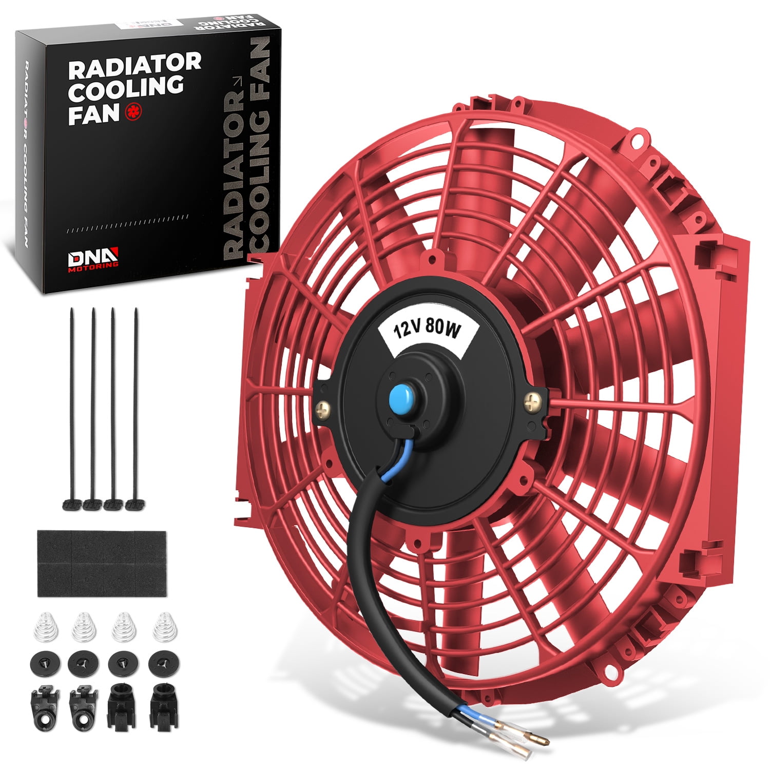 DNA Motoring 10 inch High Performance Red Electric Slim Radiator ...