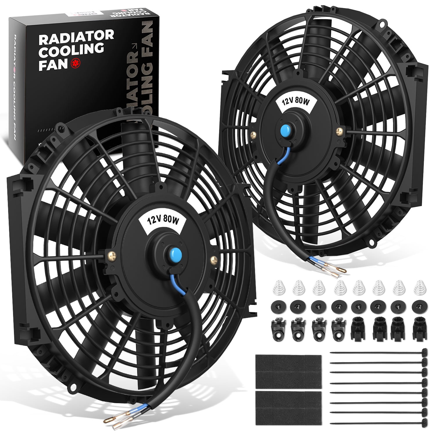 DNA Motoring 2pcs 12 Inch Universal Slim Pull/Push Radiator Cooling Fan ...
