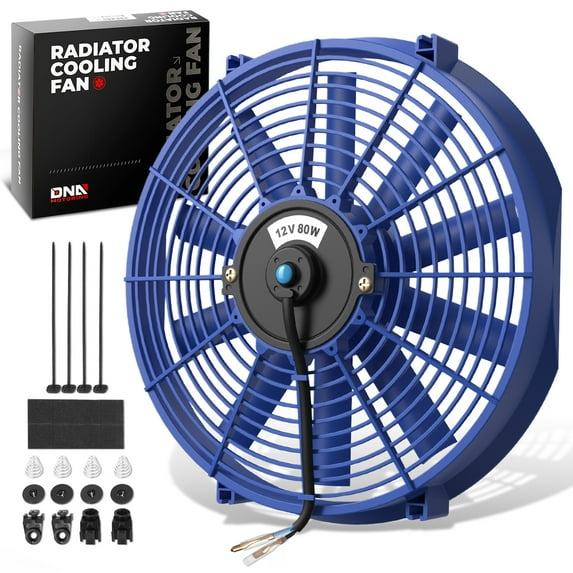 DNA Motoring 14 Inch High Performance Blue Slim Electric Radiator Cooling Fan Assembly Kit