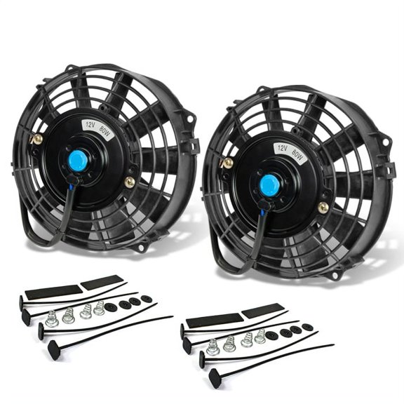 DNA Motoring RAF-7+FMK-X2 2Pcs 7" Inch High Performance Electric Radiator Cooling Fan kit (Black)