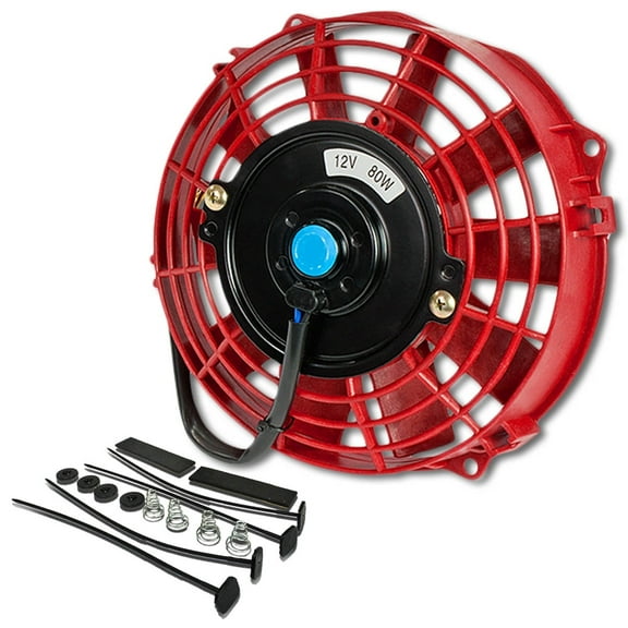 DNA Motoring 7" 12v Volt Electric Slim Push Pull Engine Cooling Radiator Fan w/ Mounting Kit Red