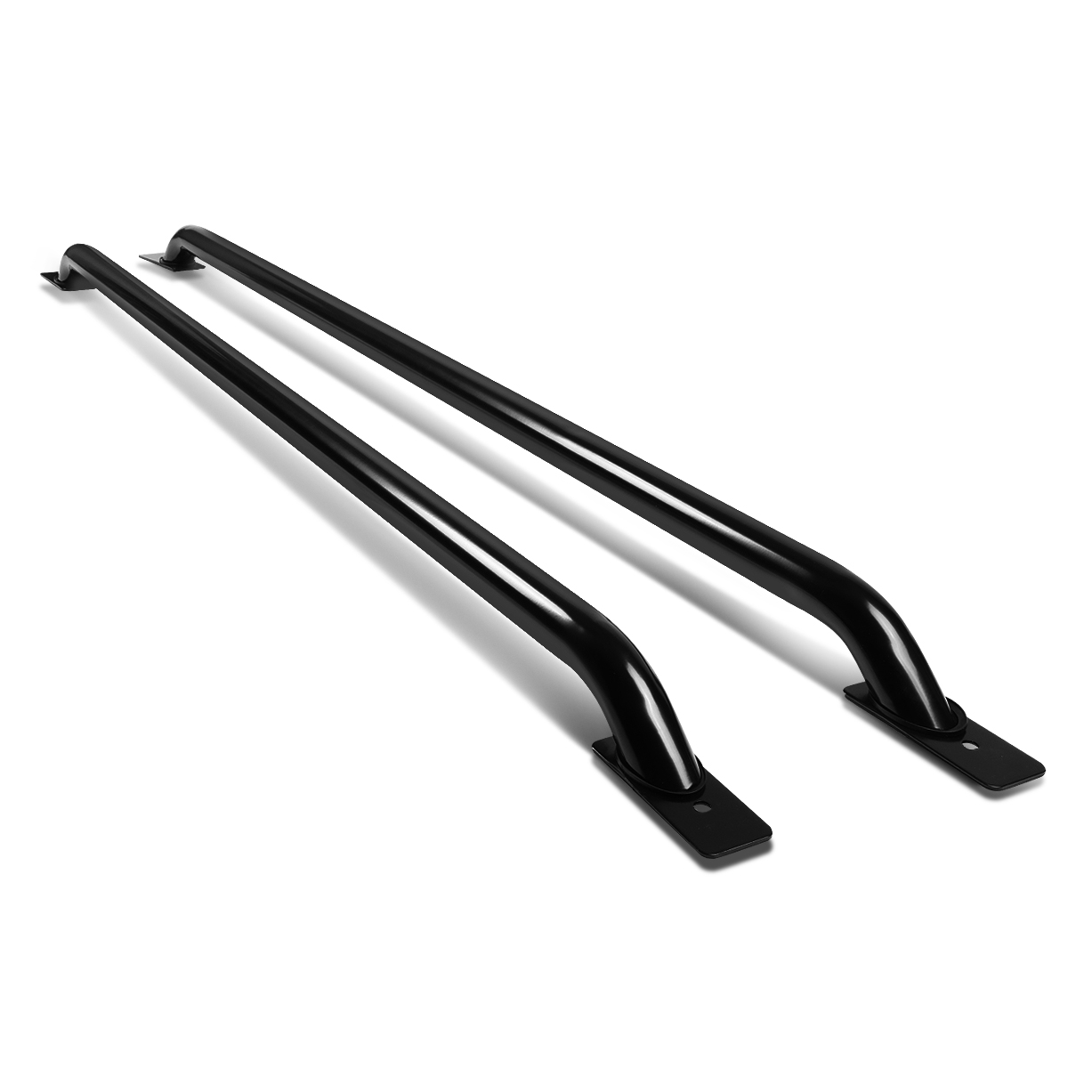 Black Side Rails DNA Motoring RAIL-001-BK Pair of Mild Steel Black Truck Side Bar Rail ...