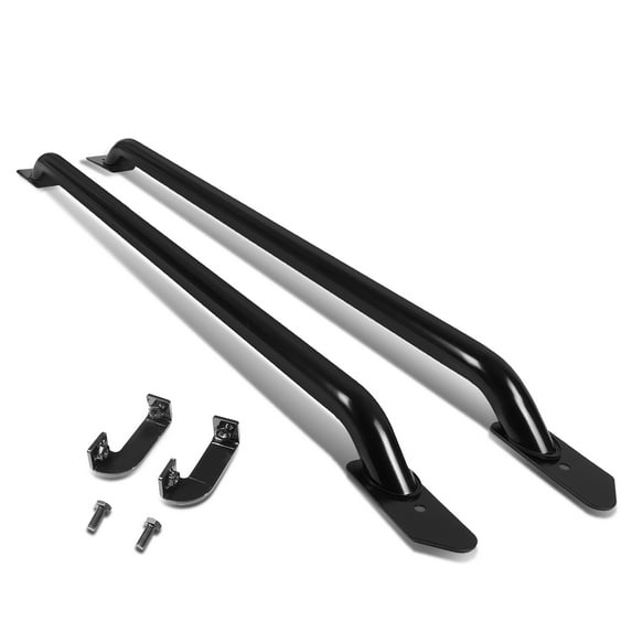 DNA Motoring RAIL-007-BK Pair of Mild Steel Black Truck Side Bar Rail for 2014 to 2017 Silverado / Sierra 8ft Long Bed Cab 15 16