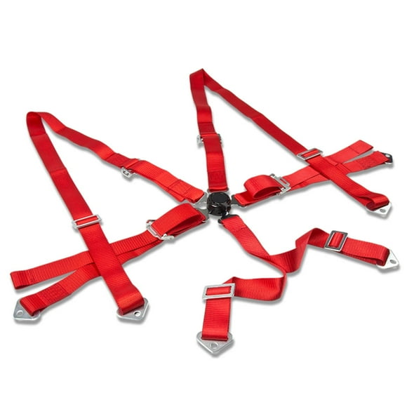 DNA Motoring SB-CL-6P-2-RD Universal 6-Point Racing Seat Belt Harness Camlock Buckle (Pack of 1, Red)