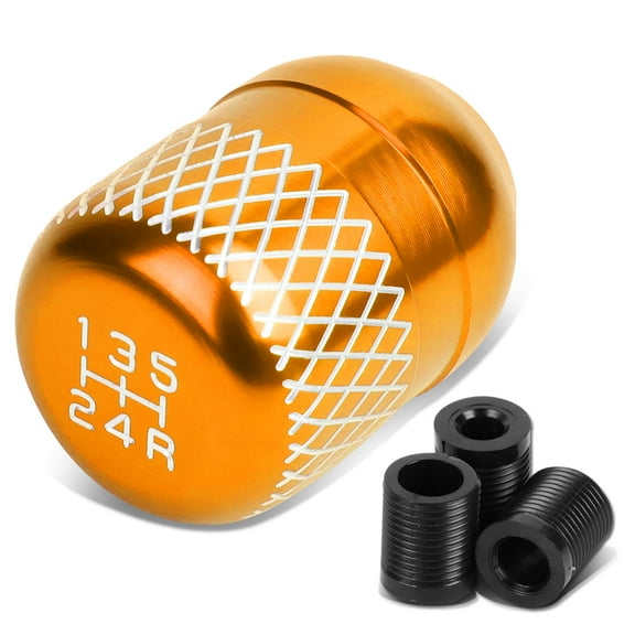 DNA Motoring SK-5S-T1-OR Universal 5-Speed Orange Anodized Aluminum Netted Racing Shift Knob