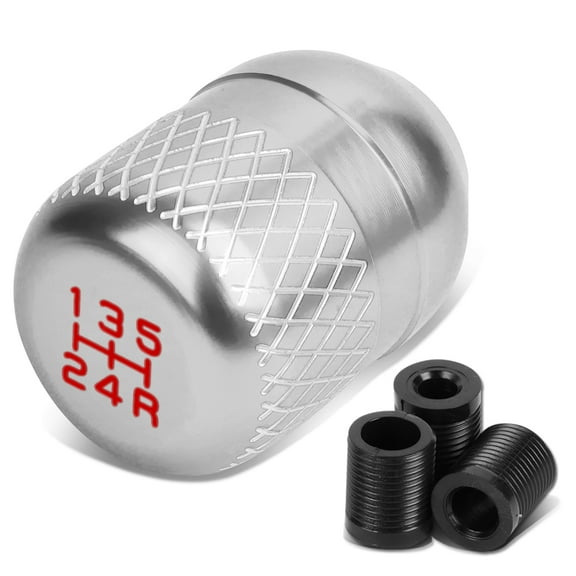 DNA Motoring SK-5S-T1-SL Universal 5-Speed Silver Anodized Aluminum Netted Racing Shift Knob