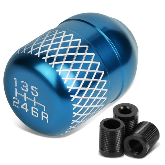 DNA Motoring SK-6S-T1-LB Universal 6-Speed Light Blue Anodized Aluminum Netted Racing Shift Knob