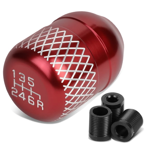 DNA Motoring SK-6S-T1-RD Universal 6-Speed Red Anodized Aluminum Netted Racing Shift Knob
