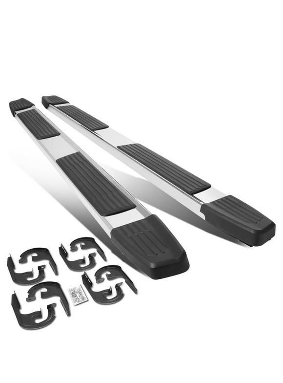 DNA Motoring STEPB-ZTL-8149-525-SS For 2004 to 2014 Ford F-150 Crew Cab Pair 6" Stainless Steel Flat Side Step Nerf Bar Running Boards 05 06 07 08 09 10 11 12 13