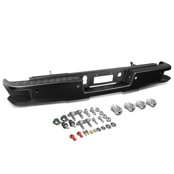 DNA Motoring For 14-18 Silverado Sierra 1500 Rear Step Bumper Black Assembly w/ Parking Sensor Hole