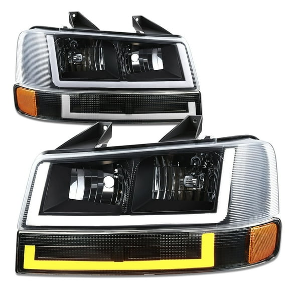 DNA Motoring For 03-24 Express Savana 1500 2500 3500 LED DRL Headlight Lamps 4pcs Black Amber